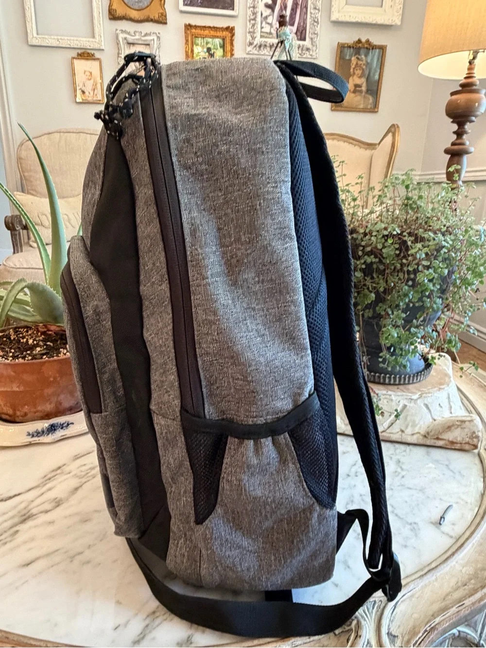 DC Grey and Black Men's Backpack with Logo